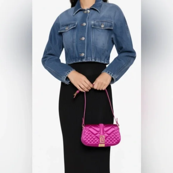 Versace Greca Goddess Silk Mini Bag Hot Pink with Crystal Embellishments - Picture 2 of 11